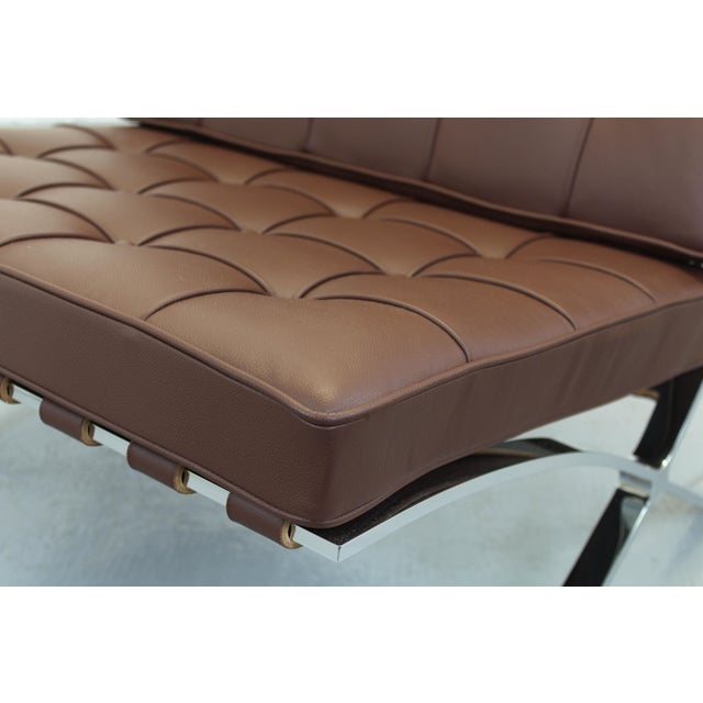Brown Barcelona Chair in Brown Leather by Ludwig Mies Van Der Rohe for Knoll International For Sale - Image 8 of 14
