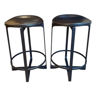 Holly Hunt Pepper Swivel Bar Stools- A Pair For Sale
