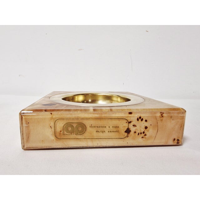 Table Lighter and Ashtray in Briar Wood and Brass from Emmebi, 1970s, Set of 2 For Sale - Image 10 of 18