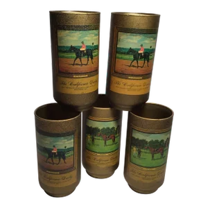 1960s Gold and Black Splash Mid-Century Modern “The California Derby” Highball Glasses - Set of 5