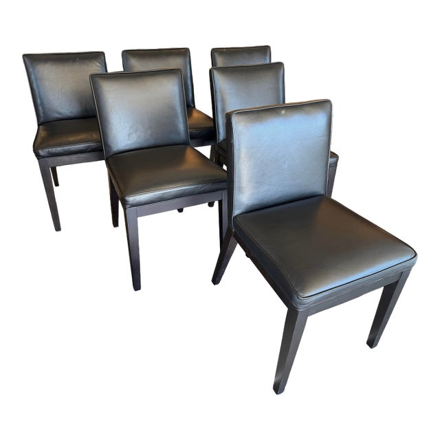 Room & Board Marie Leather Dining Chairs, Set of Six For Sale