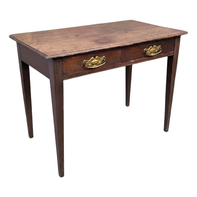 Antique Oak Desk with Brass Handles For Sale
