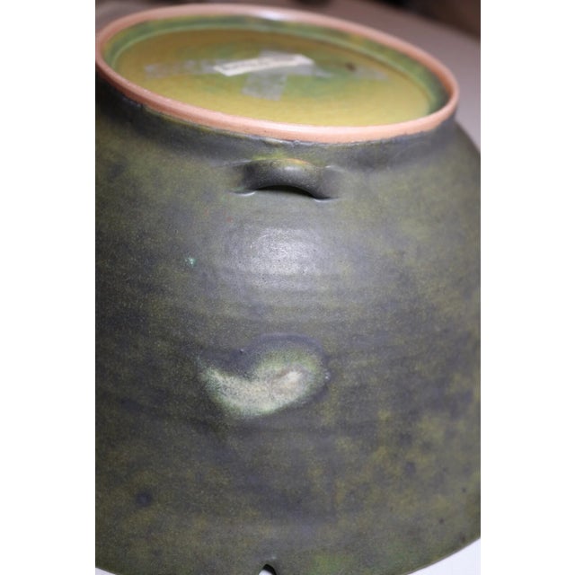 Contemporary Canadian Art Studio Pottery Green Centerpiece Bowl by Kayo O'Young For Sale - Image 11 of 12