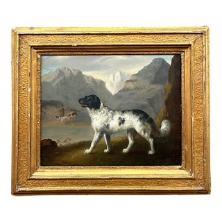 Vintage Regency Original Oil Paintings of Dog For Sale