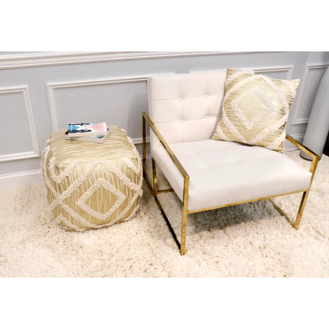Textile Pasargad Home Grandcanyon Gold Cotton Pouf For Sale - Image 7 of 11