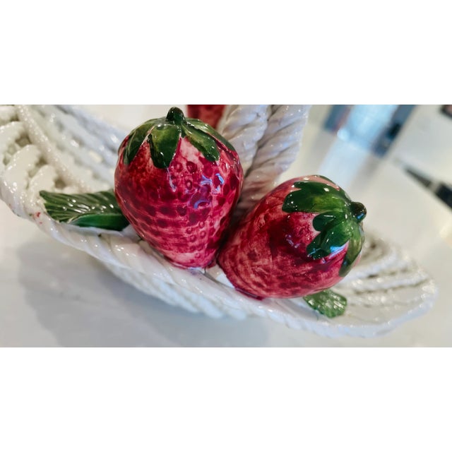 Majolica Basket - Italian Ceramic White Woven Pottery Basket For Sale - Image 4 of 12