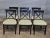Modern Set of 6 Pottery Barn Black X Back Dining Chairs With Green Striped Padded Seats For Sale - Image 3 of 13