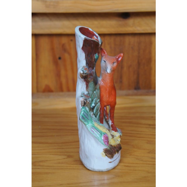 Antique Staffordshire Porcelain Fox Pheasant Hunt Pastille Burner Spill Vase For Sale - Image 6 of 11