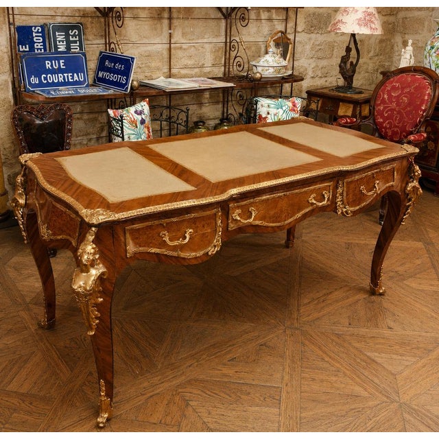 Louis XV Large Flat Wooden Desk, 1890s For Sale - Image 6 of 7