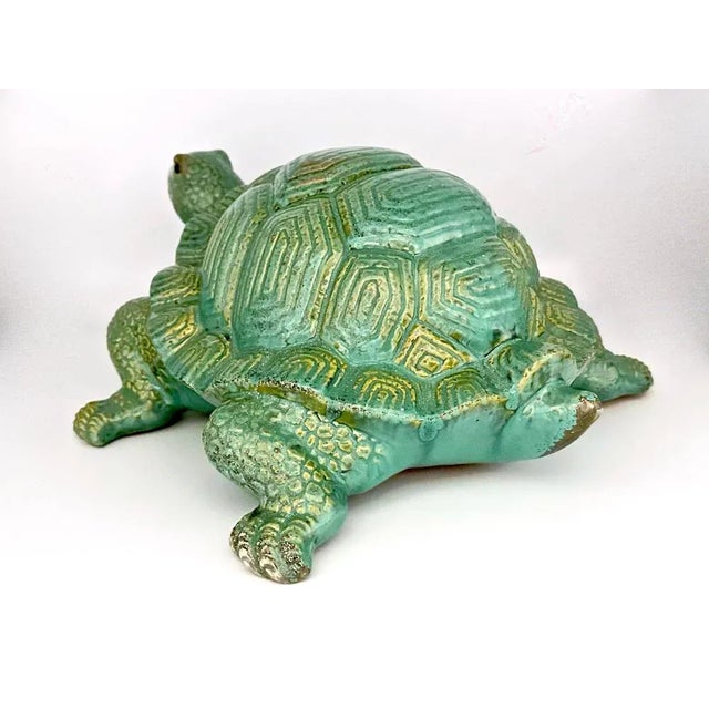 Turquoise Large Italian Ceramic Turtle, 1960s For Sale - Image 8 of 12