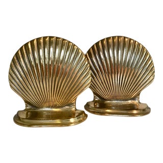 Brass Shell Bookends - a Pair For Sale