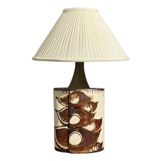 Bj Keramik, Large Table Lamp, Brown Stoneware, Denmark, 1960's For Sale