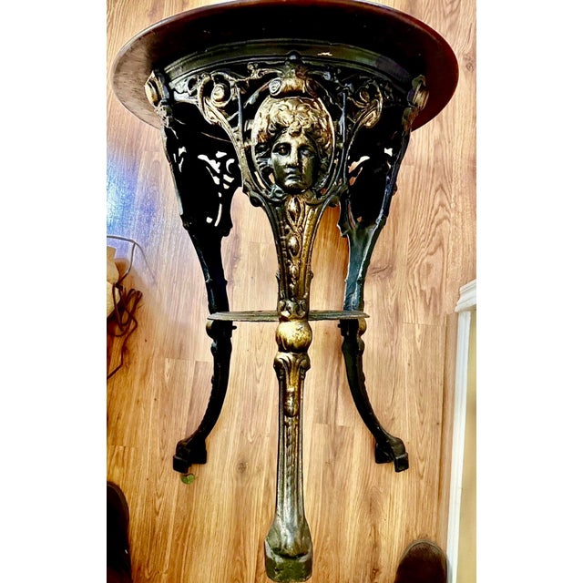 19th Century Cast Iron London Pub Table W/Wooden Mahogany Top For Sale - Image 4 of 12