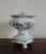 Antique 19th c. French porcelain sprig compote and over. Large animal paw feet, applied masks and loop handle to the...
