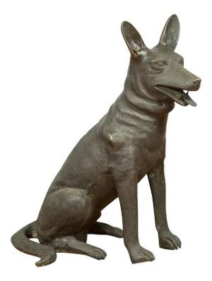 Contemporary Bronze Sculpture Depicting a German Shepherd with Dark Patina