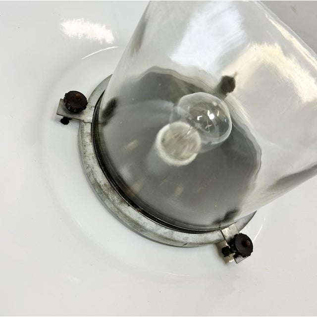 Industrial Grey Enamel Factory Hanging Lamp, 1960s For Sale - Image 10 of 14