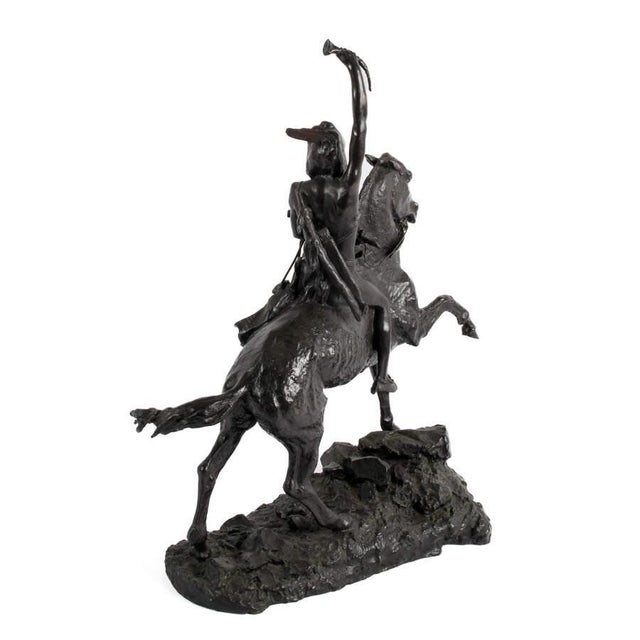 Realism Bronze “The Scalp” Sculpture After Frederick Remington – Western Figural Composition For Sale - Image 3 of 8