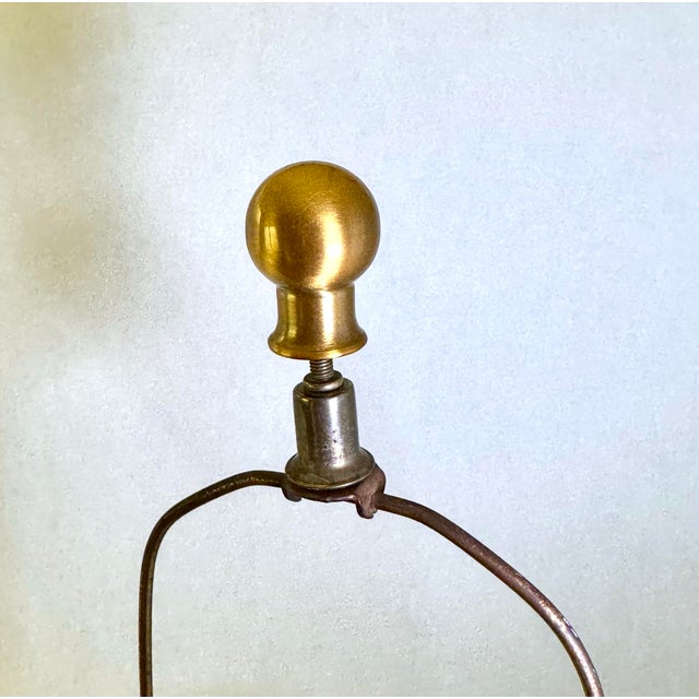 Vintage Mid-Century Modern Hand-Painted Ceramic Table Lamp With Grape Leaves & Gold, Brass Base For Sale In San Francisco - Image 6 of 12