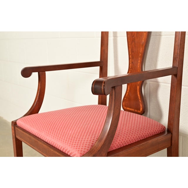 Baker Furniture Style Federal Inlaid Mahogany Armchairs, Pair For Sale - Image 9 of 14