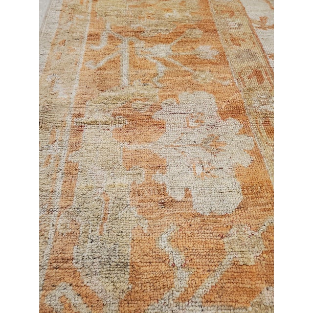Antique Turkish Oushak Carpet, Handmade Oriental Rug, Beige, Taupe, Shrimp Coral For Sale In New York - Image 6 of 16