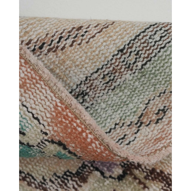 1970s Vintage Handmade Wool Cotton Green Area Rug For Sale - Image 11 of 12