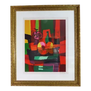 Mid 20th Century "Les Raisins Bleus" Marcel Mouly Original Signed Limited Edition Lithograph, Framed