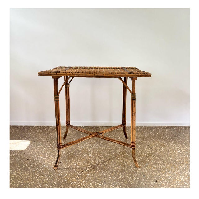 French Bamboo and Rattan Bistro Table, 1940s For Sale - Image 11 of 11