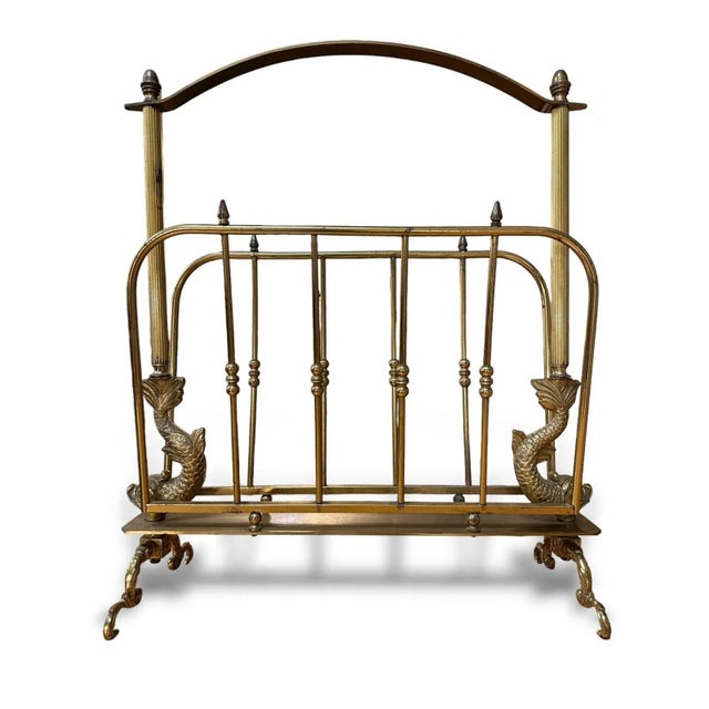 Metal Neoclassical Brass Magazine Rack, Attributed to Maison Jansen, C. 1940 For Sale - Image 7 of 10