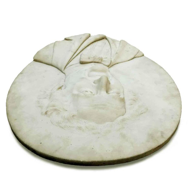 Oval Bas-Relief in with Male Portrait, 1800s, Marble For Sale - Image 4 of 8