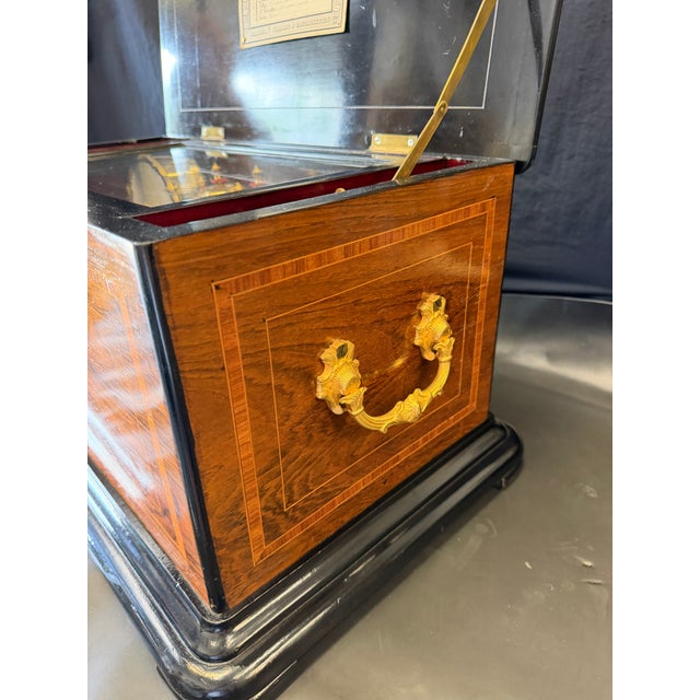 Brown 19th-Century Swiss 8-Air Orchestral Cylinder Music Box With Bells, Drum & Castanets For Sale - Image 8 of 9