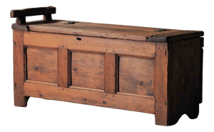 19th Century Mountain Folk Art Pine Storage Bench, France