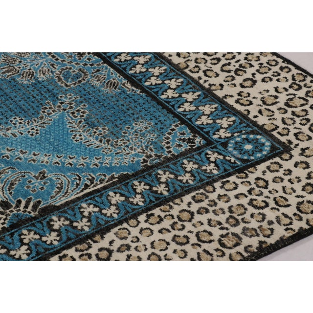 Contemporary Rug & Kilim’s Modern Rug in Electric Blue and Beige For Sale - Image 3 of 10