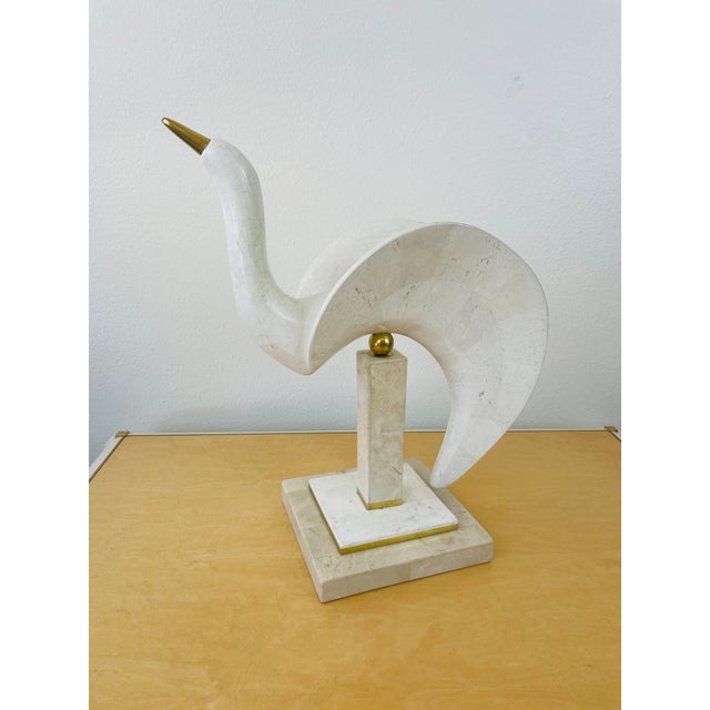 Vintage 1980s Pair of Maitland Smith Tessellated Stone Stylized Bird Statues For Sale In Palm Springs - Image 6 of 15