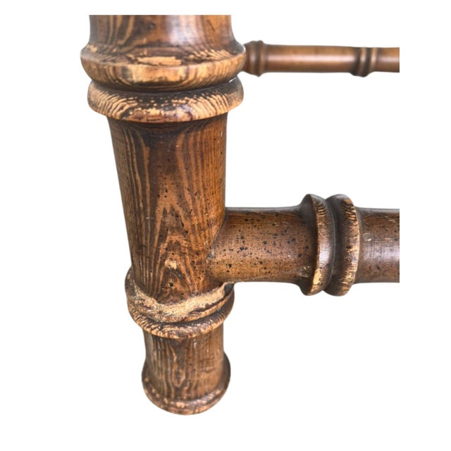 Brown Vintage Faux Bamboo Oak, Smoked Glass and Cane Top Tables - a Pair For Sale - Image 8 of 10