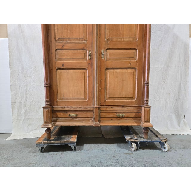 Wood Antique French Provincial Pine Armoire | Louis XVI Revival For Sale - Image 7 of 12