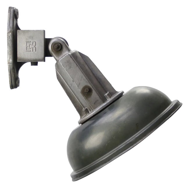 Vintage French Industrial Black Enamel Factory Wall Light For Sale