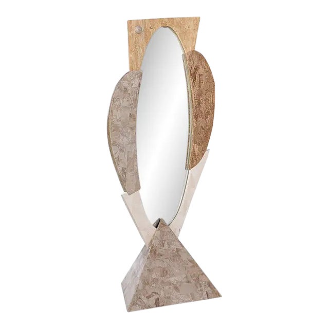 Art Deco Coastal Marquis Collection of Beverly Hills Tessellated Stone Full Length Floor Mirror For Sale