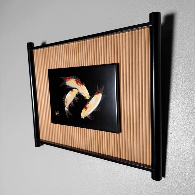 Wajima Lacquer Panel with Koi, 1970s For Sale - Image 4 of 18