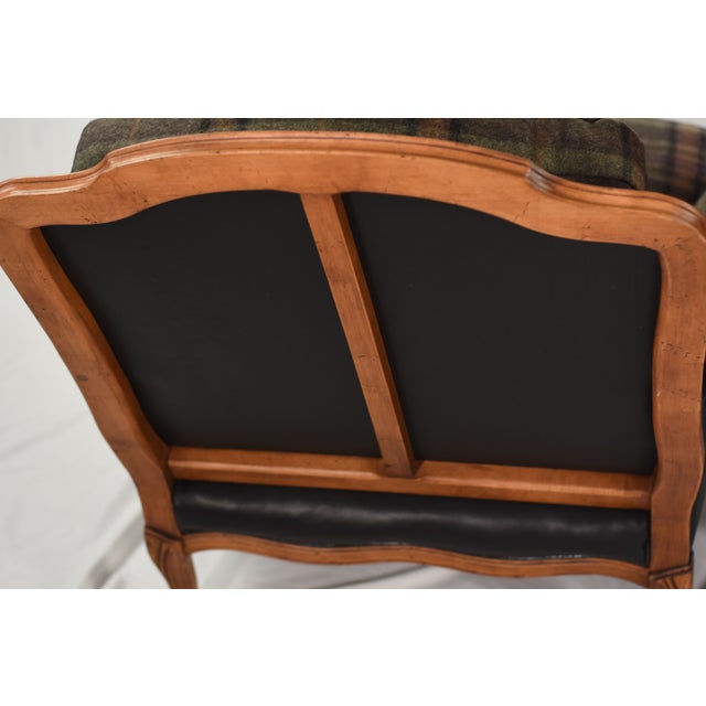 New Ralph Lauren Plaid Tartan Wool and Leather on Vintage Louis XV-Style Versailles Library Chairs - 2 Pieces For Sale - Image 17 of 18