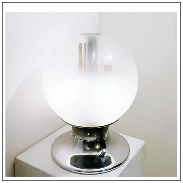 Silver Italian Globe Table Lamp by Angelo Brotto, 1960s For Sale - Image 8 of 8