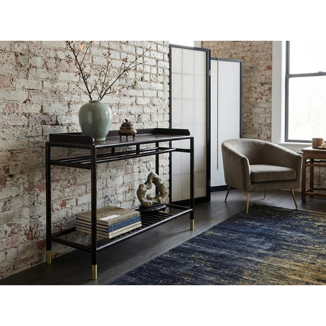 Asian Natural Wood Dark Brown Minimalistic Slim Legs Console Foyer Side Table For Sale - Image 3 of 14