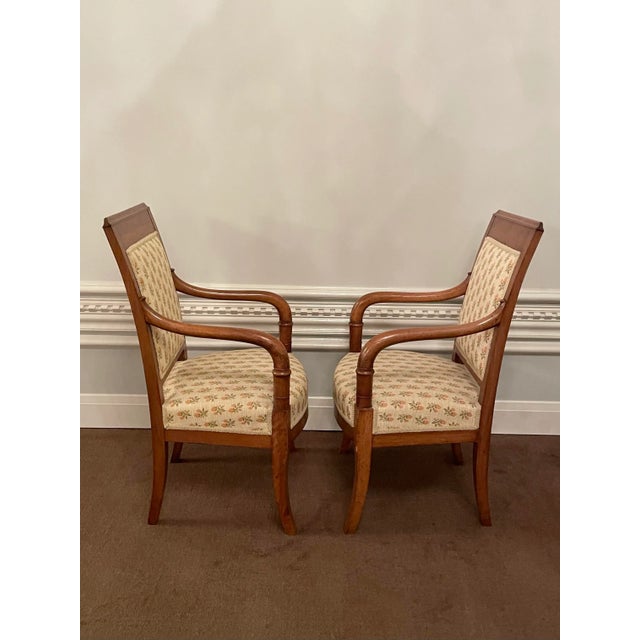 Antique Directoire Style Upholstered Arm Chairs / Fauteuils - a Pair For Sale - Image 4 of 12