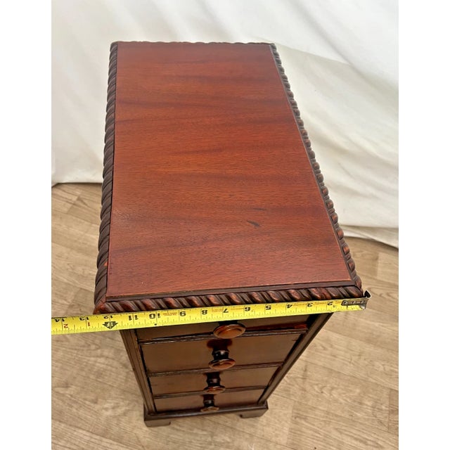 Vintage Mahogany Nightstand Cabinet Chest Four Drawers Rope Twist Carved Top For Sale - Image 9 of 10