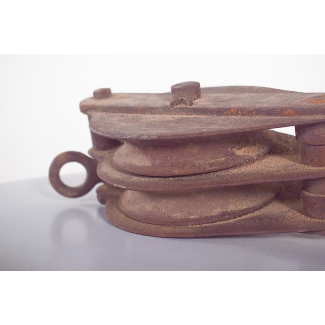 Vintage Portuguese Double Iron Pulley, 1950 For Sale - Image 6 of 8