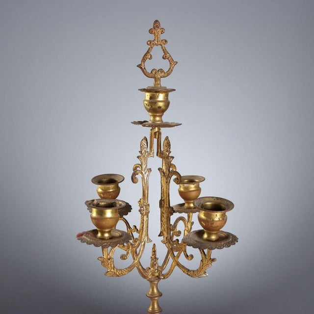 Marble & Gilt Clock with Candleholders, Set of 3 For Sale - Image 9 of 14