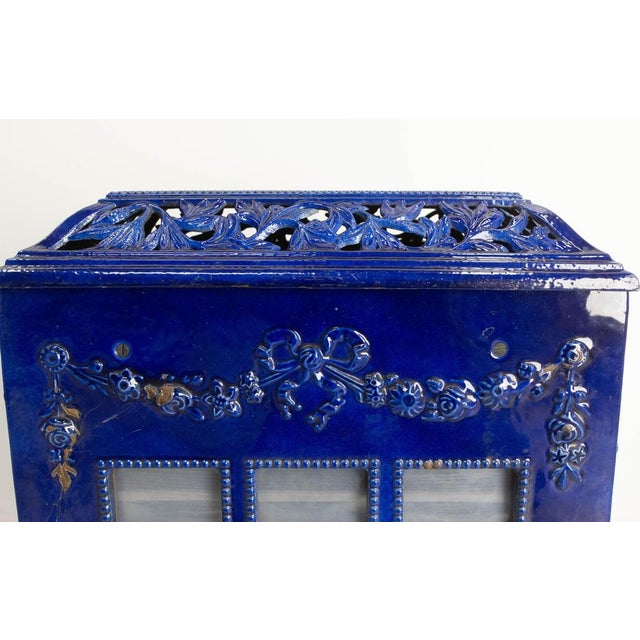 Blue Small French Art Deco Blue Enamelled Coal Stove, 1890s For Sale - Image 8 of 10