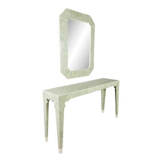 Oggetti Tessellated Stone Console Table & Mirror For Sale