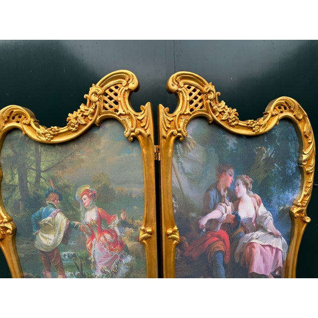 1960 French Louis XVI Gold Beech Screen Room Divider - 2 Panels For Sale - Image 16 of 17
