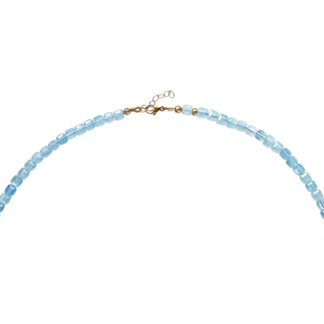 Sky Blue Aquamarine Cubist Necklace For Sale - Image 8 of 9
