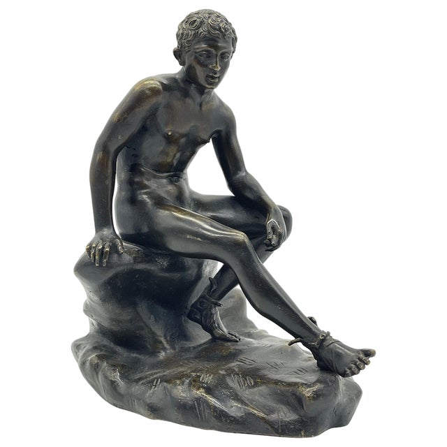 Seated Athletic Youth, Bronze Sculpture For Sale